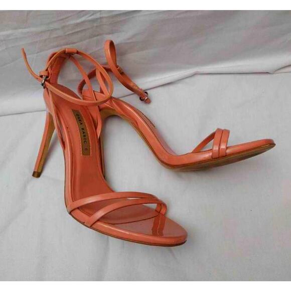 Zara Womens  Pink  Ankle Strap Sandals Heels Sz 8 - Picture 1 of 11